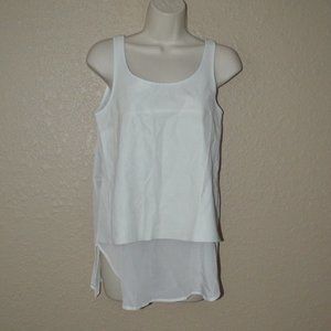 Sz XS Brogden White Leather Front Sleeveless Blouse